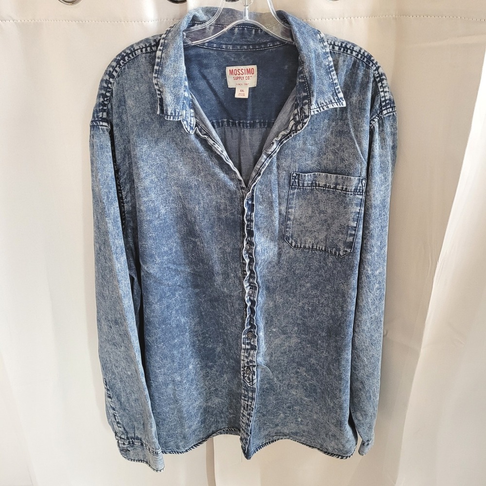 Mossimo Womens Denim Shirt XXL Acid Wash Button Up 90s Y2K Grunge Indie 21966